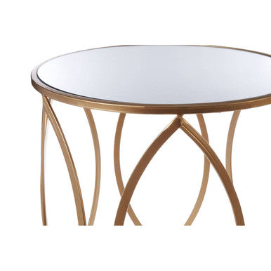 Arcana Gold Metal Set of 2 Side Tables with Petal Shaped Base