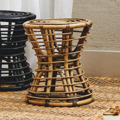 Maka Grey Rattan Handwoven Stool