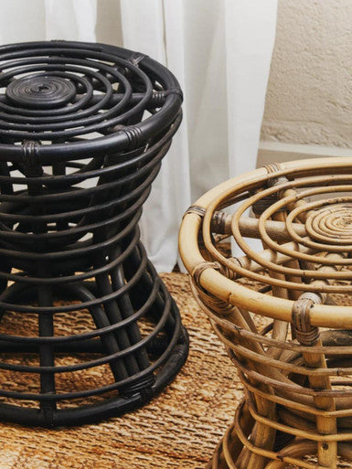 Maka Grey Rattan Handwoven Stool