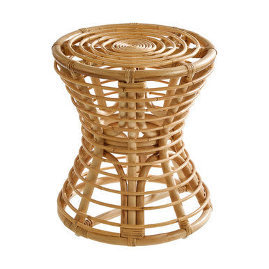 Maka Natural Rattan Stool with Open Weave Design