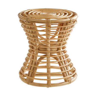 Maka Natural Rattan Stool with Open Weave Design