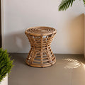 Maka Natural Rattan Stool with Open Weave Design