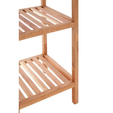 4 Tier Walnut Wood Bathroom Shelf Unit | ARLA