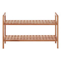 2 Tier Walnut Wood Grid Design Stackable Shoe Rack | Arla