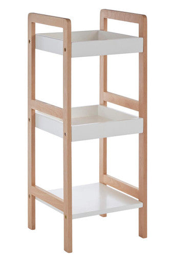 3 Tier  Bathroom Shelf Unit With Birchwood Frame | Arla