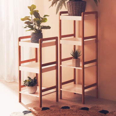 3 Tier  Bathroom Shelf Unit With Birchwood Frame | Arla