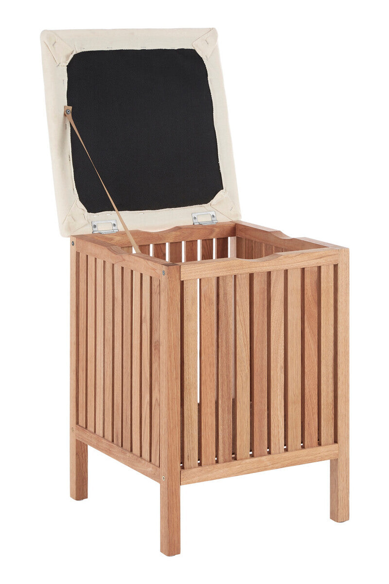 Walnut Natural Wood Storage Stool with Slatted Seat