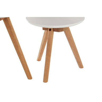 Set of 3 White MDF Top Side Tables with Natural Tapered Legs | Nostra