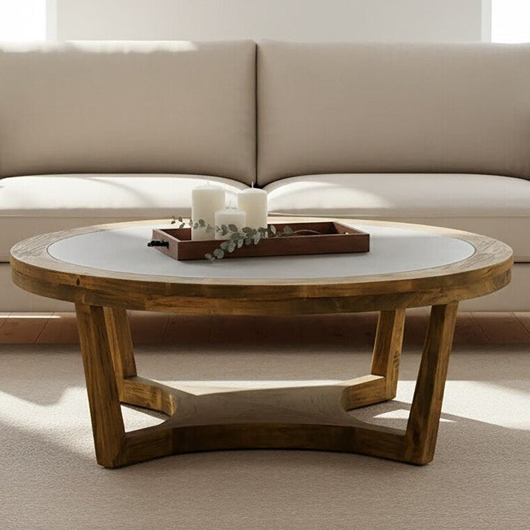 Natural Alder Wood Coffee Table with Zinc Plate Inset, Merdeka