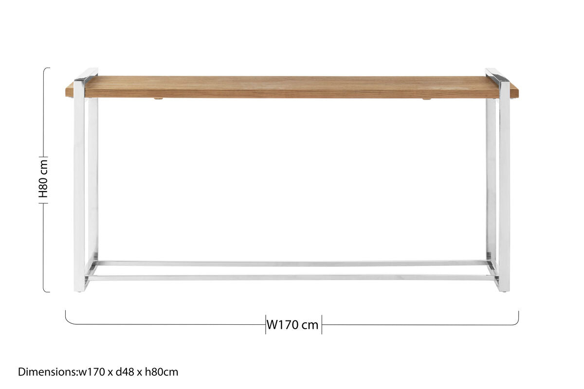 Natural Elm Wood Console Table with Metal Frame, Menteng