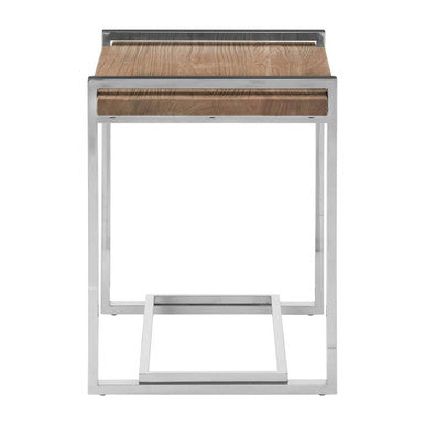 Natural Recycled Elm Wood Top Side Table with Metal Base, Menteng