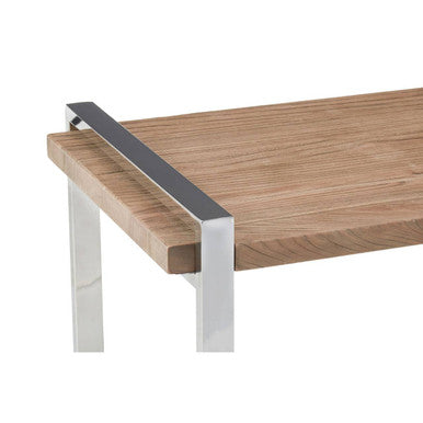 Natural Recycled Elm Wood Top Side Table with Metal Base, Menteng