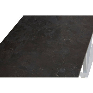 Stone Top Rectangular Coffee Table with White Alder Wood Base, Monas