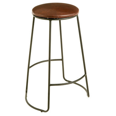 Brixton Black Leather Effect Bar Stool with Metal Frame