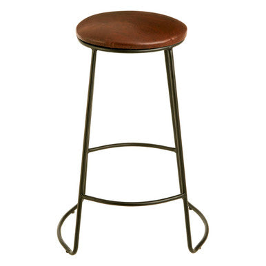 Brixton Black Leather Effect Bar Stool with Metal Frame