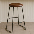 Brixton Black Leather Effect Bar Stool with Metal Frame