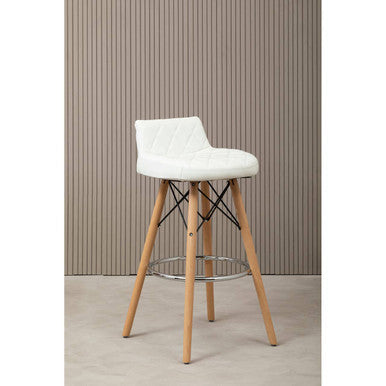 White Leather Effect Seat Bar Stool | Stockholm
