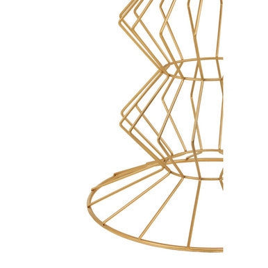 Mirrored Glass Top Side Table with Gold Finish Concertina Wireframe Metal Base, Yaxi