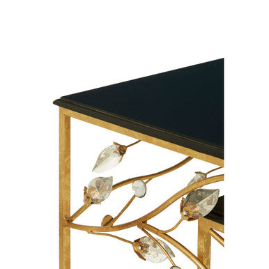 Set of 2 Black Wooden Top Tables with Gold Metal Frame, Yaxi