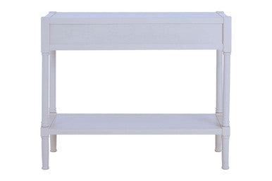 White Wooden Console Table with 2 Storage Drawers and Lower Open Shelf, Heritage