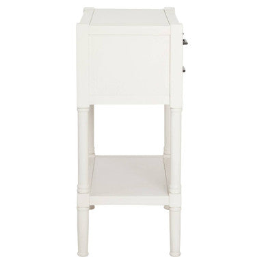 Pearl White Finish Wooden Console Table with Three Drawers and Lower Storage Shelf, Heritage