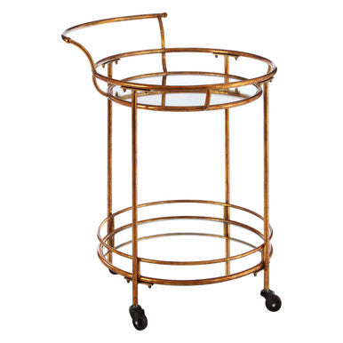 2 Tier Gold Finish Drinks Trolley with Mirrored Shelves, Hadley