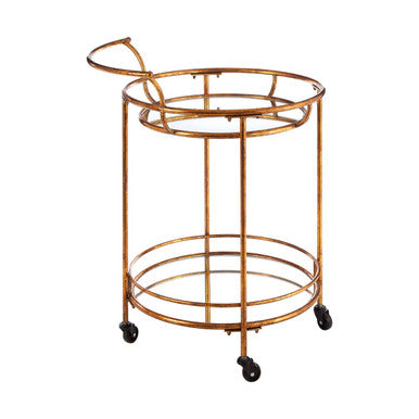2 Tier Gold Finish Drinks Trolley with Mirrored Shelves, Hadley