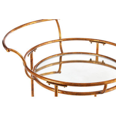 2 Tier Gold Finish Drinks Trolley with Mirrored Shelves, Hadley