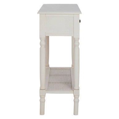 White Finish Wooden Console Table with 2 Drawers and Lower Storage Shelf, Heritage