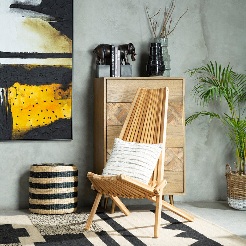 Ashby Seagrass Pouffe with Black Stripes | Ashby