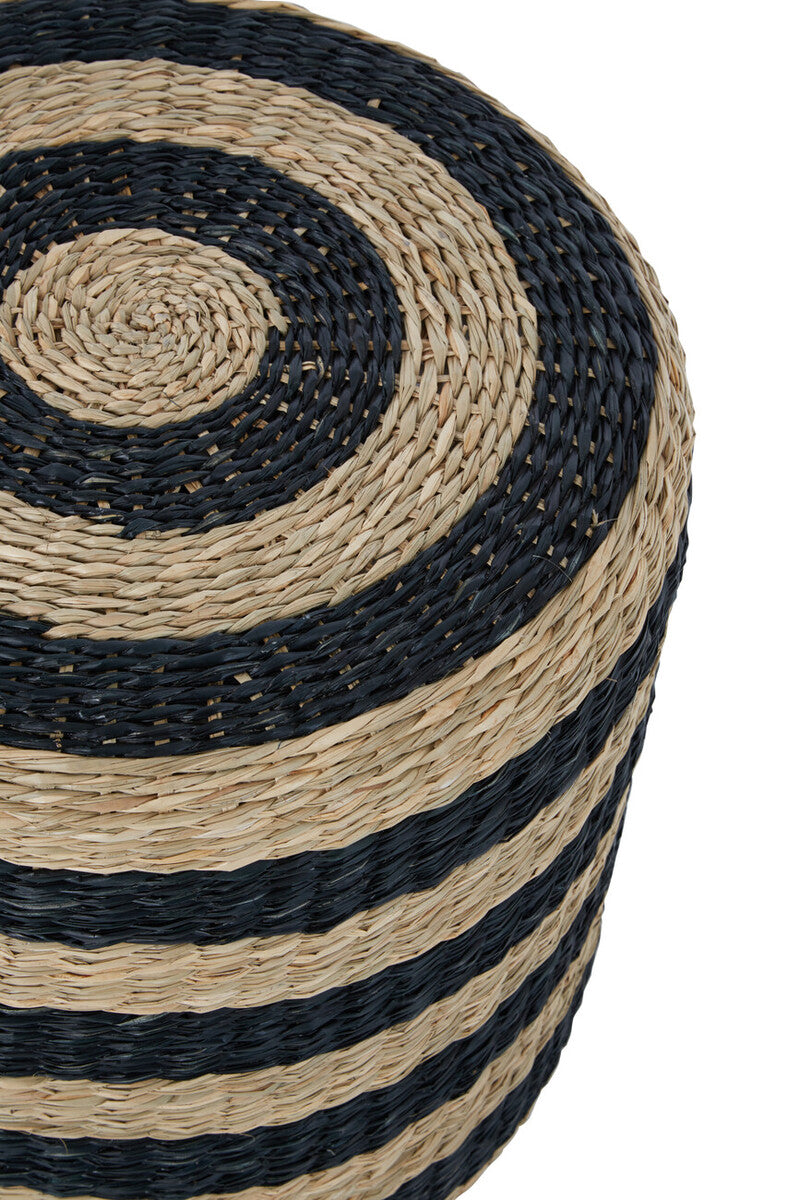 Ashby Seagrass Pouffe with Black Stripes | Ashby
