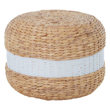Ashby Water Hyacinth Pouffe with White Stripe