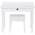 White Children Dressing Table and Stool with Heart-Shaped Mirror | Kids