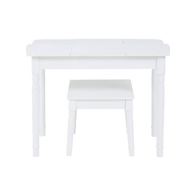 White Children Dressing Table and Stool with Heart-Shaped Mirror | Kids
