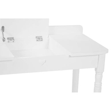 White Children Dressing Table and Stool with Heart-Shaped Mirror | Kids