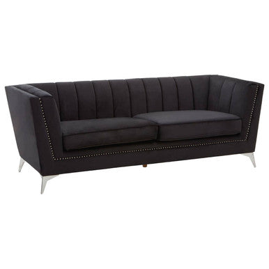 3 Seater Black Velvet Sofa, Hansa
