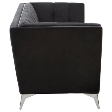 3 Seater Black Velvet Sofa, Hansa