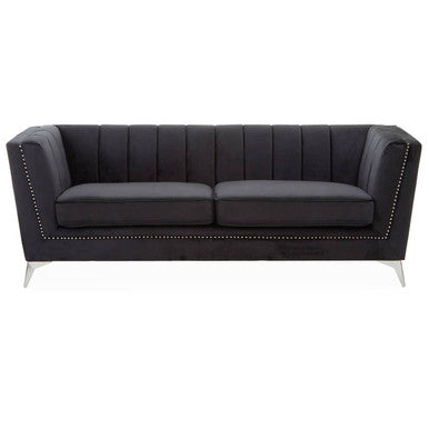 3 Seater Black Velvet Sofa, Hansa