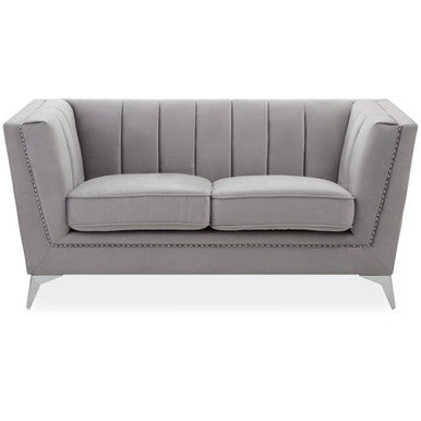 2 Seater Grey Velvet Sofa | Hansa