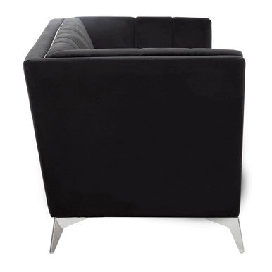 2 Seater Black Velvet Sofa, Hansa
