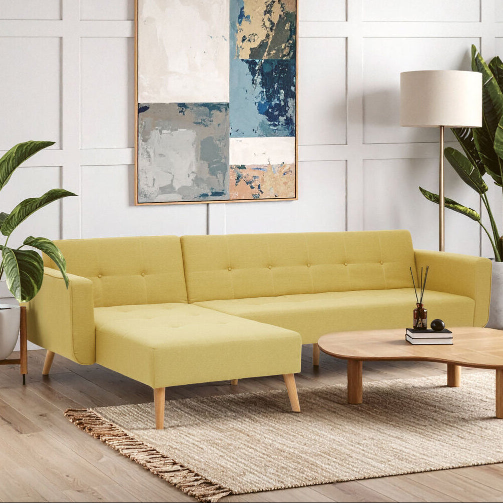 Olive Linen Corner Sofas Bed, Hansa Hagen