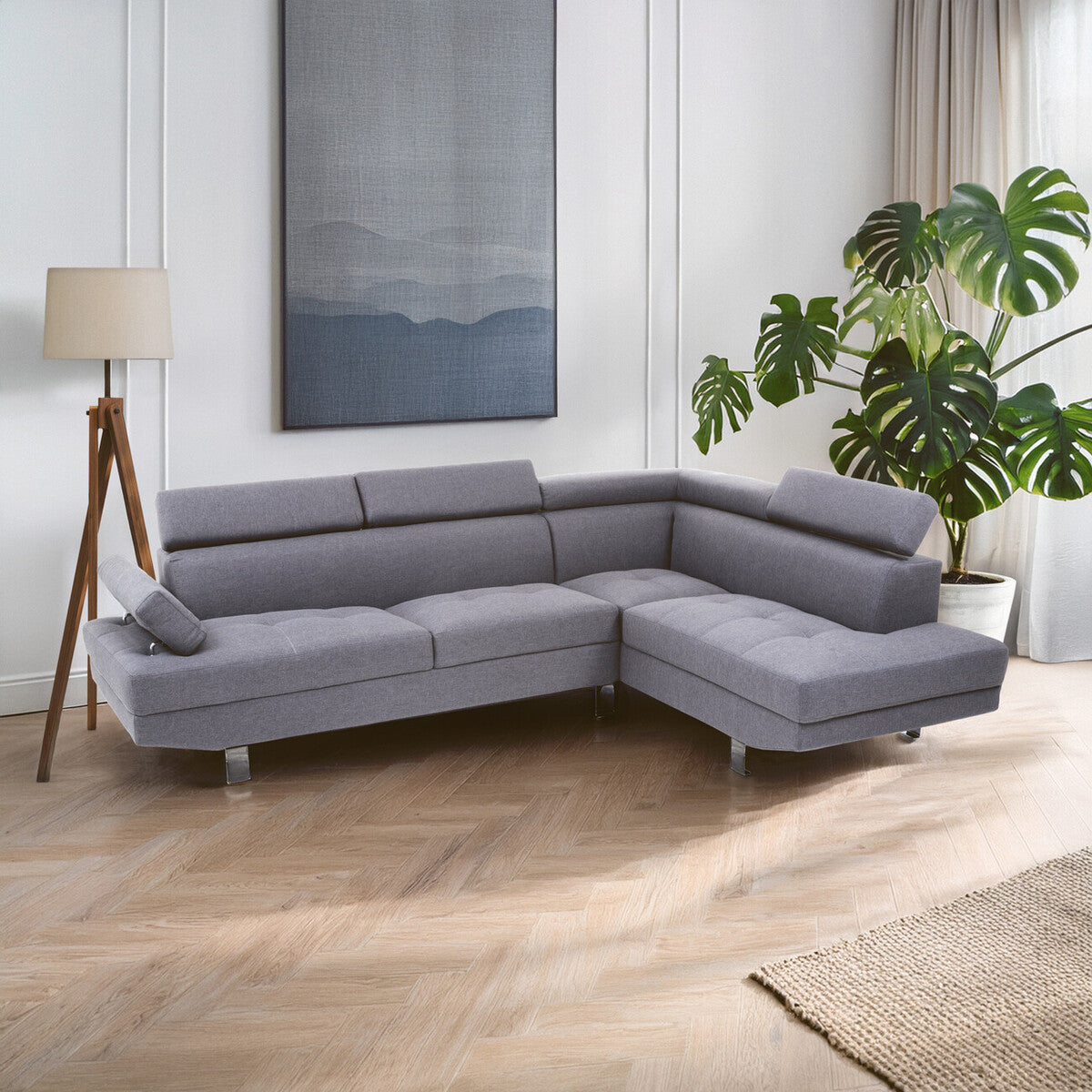 Grey Linen Corner Sofas, Hanover