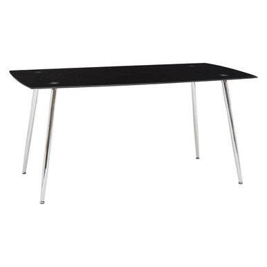 Black Tempered Glass Top and Silver Frame Dining Table with 6 Chairs Set, Wimslow