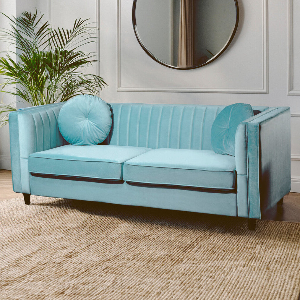 3 Seater Pastel Green Velvet Sofa, Farah