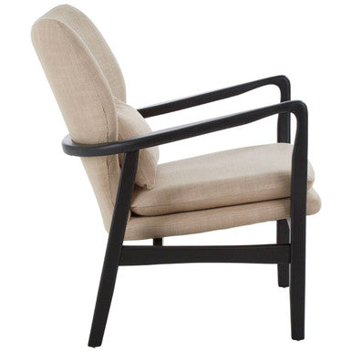 Stockholm Beige Linen Chair with Button Tufting