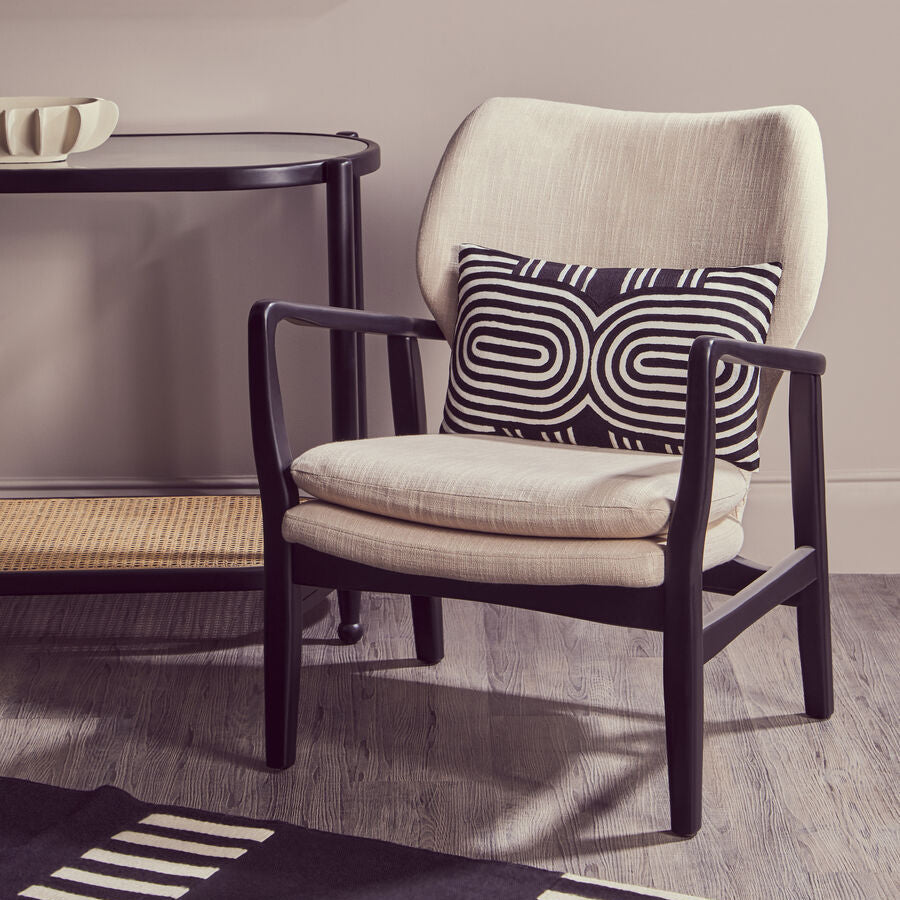 Stockholm Beige Linen Chair with Button Tufting