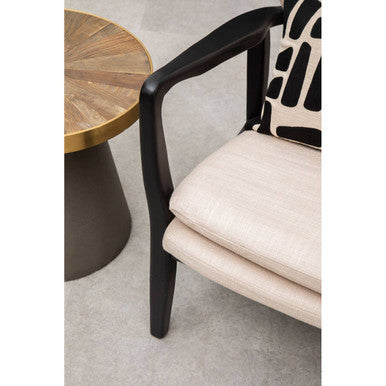 Stockholm Beige Linen Chair with Button Tufting