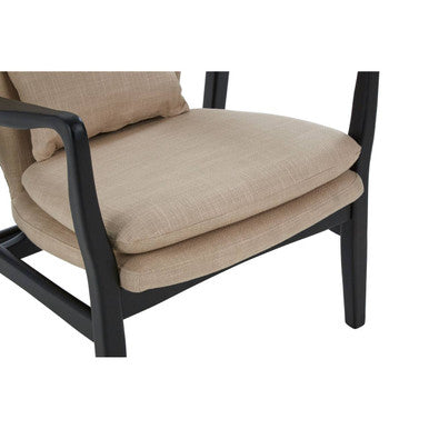 Stockholm Beige Linen Chair with Button Tufting