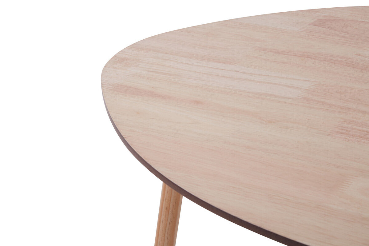 Set of 2 Natural Wooden Nesting Side Tables with Tripod Legs and Rounded Triangle Tops, Rostok