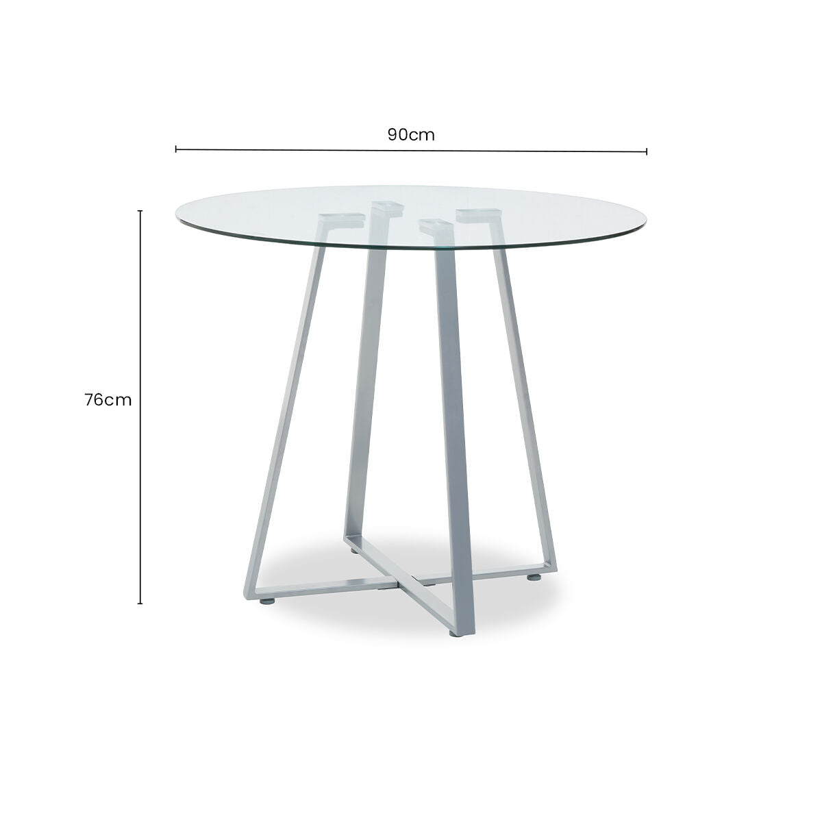 Glass Top and Grey Stainless Steel Dining Table, Metropolitan